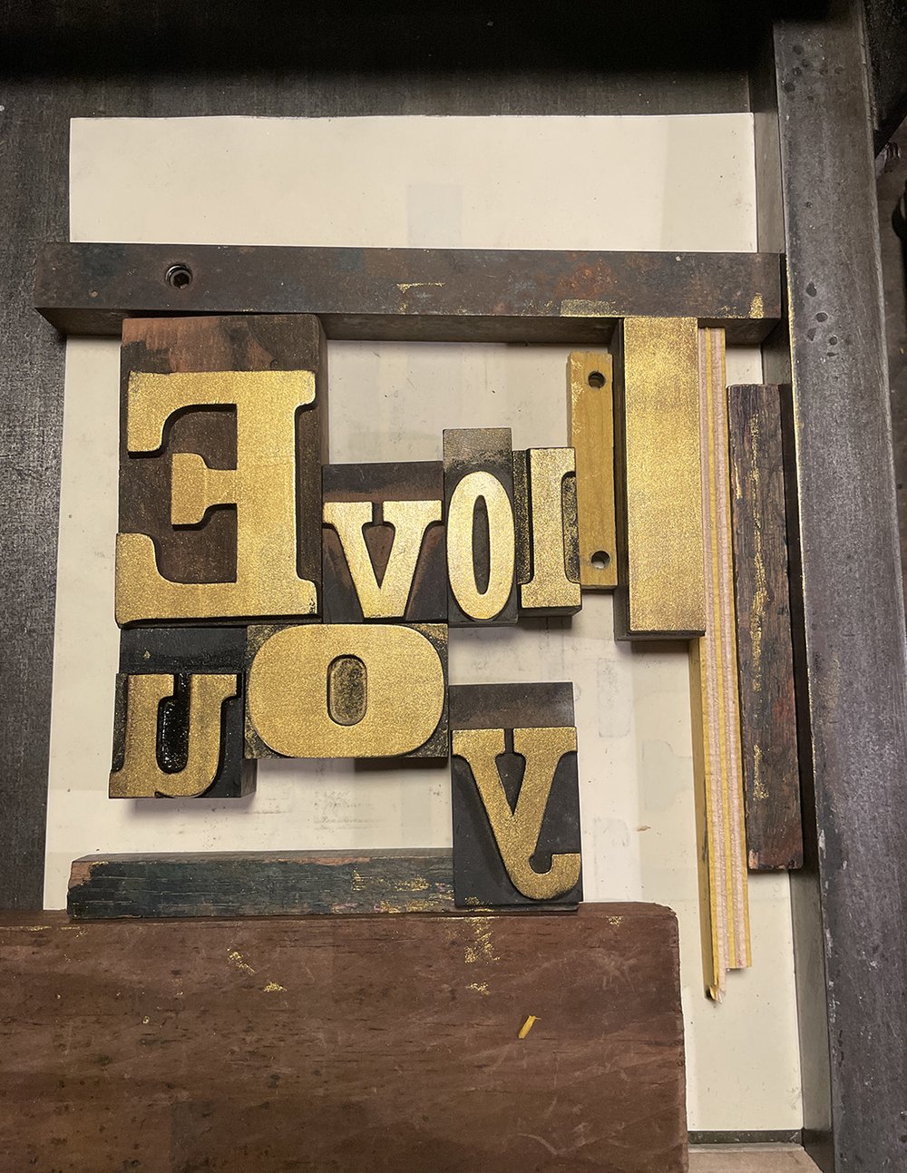 Image of Customizable handmade gold letterpress & woodblock art print