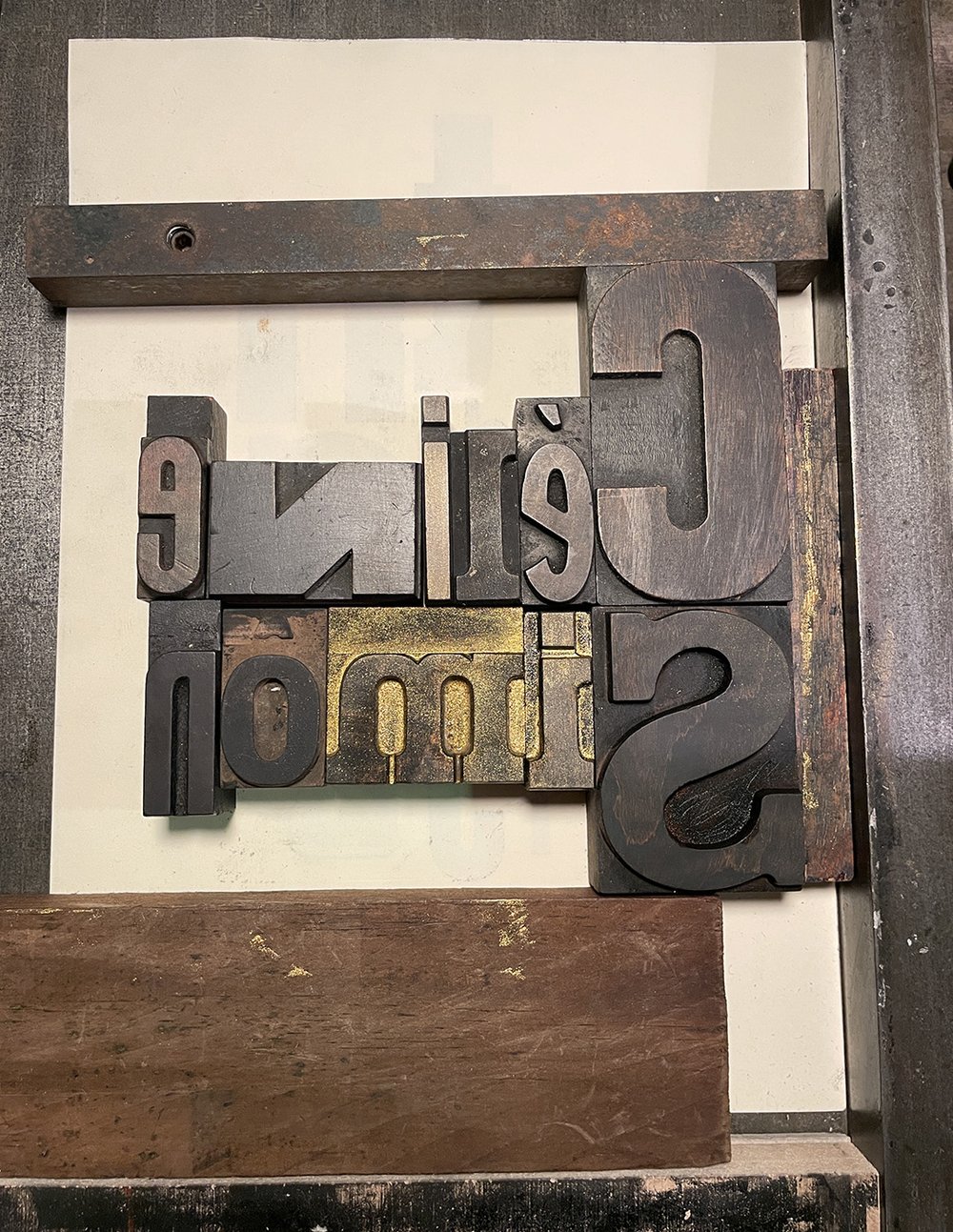 Image of Customizable handmade gold letterpress & woodblock art print