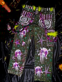 Image 4 of Green Cargo Anxiety Skull Pants