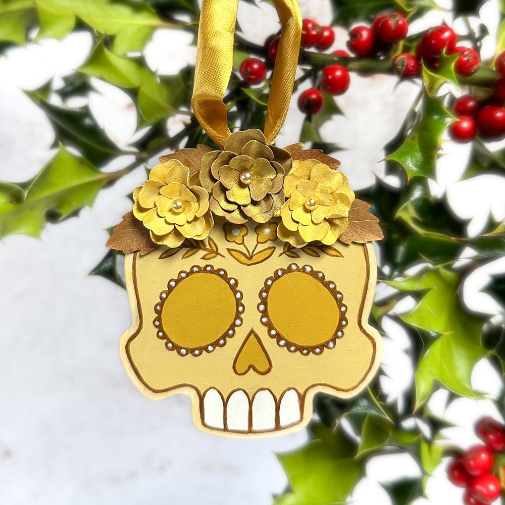 Image of Suspension Calavera Dorée