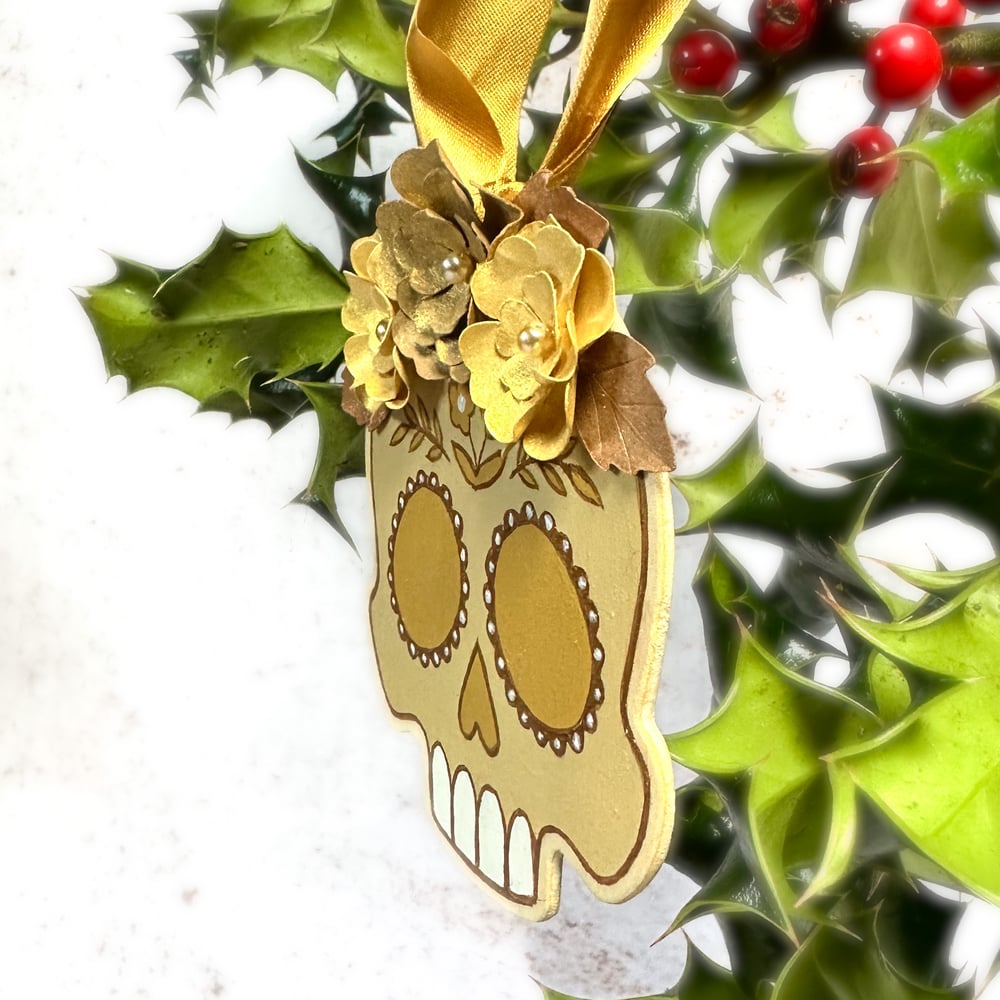 Image of Suspension Calavera Dorée