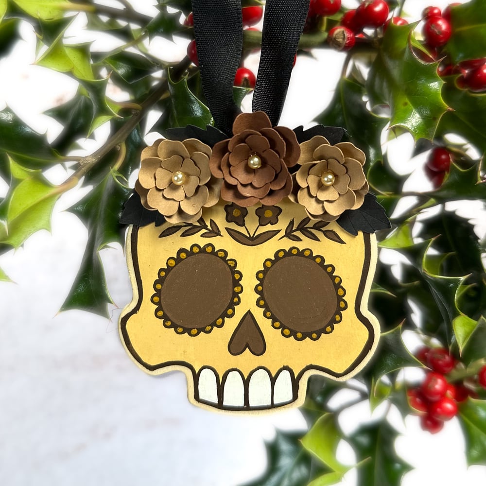 Image of Suspension Calavera Marron