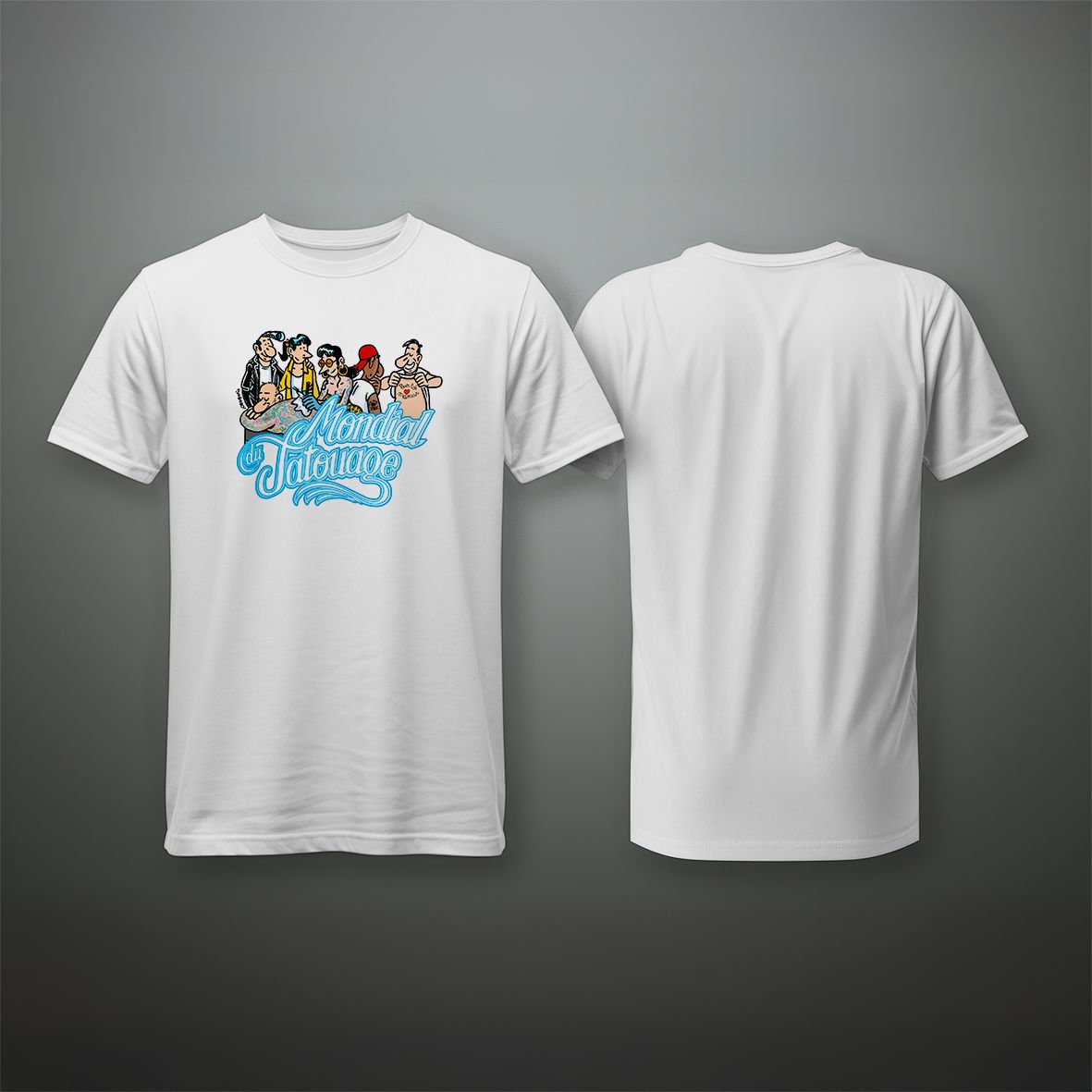 Pré-Commande!! T Shirt BLANC Mondial du Tatouage 2026 (visu chest) illu Frank Margerin