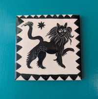Image 1 of Proud lion handpainted tile coaster