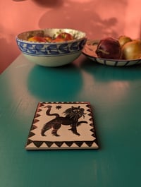 Image 2 of Proud lion handpainted tile coaster