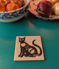 Image 3 of Black Cat handpainted tile coaster