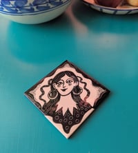 Image 3 of Snake sorceress handpainted tile coaster