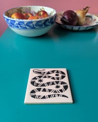 Image 3 of Wax resist snake handpainted tile coaster