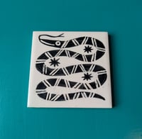 Image 2 of Wax resist snake handpainted tile coaster