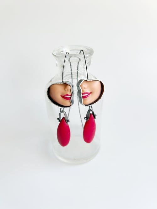 Image of Profile Smile Earrings - Red Howlite Drops