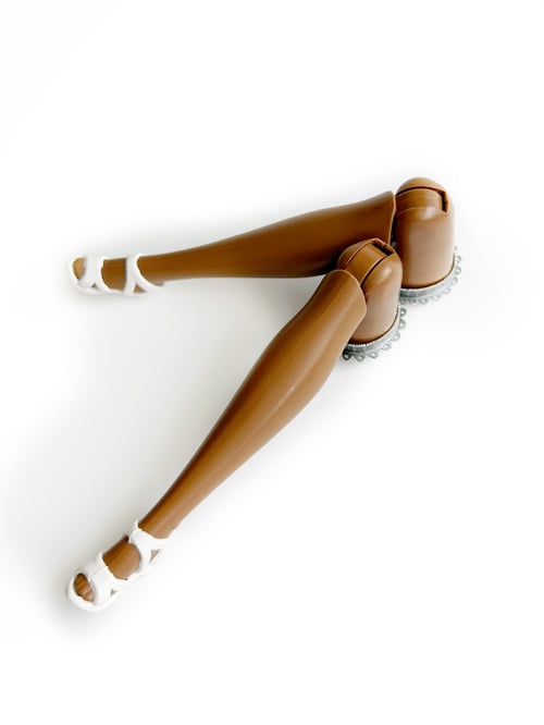 Image of Legs Crossed Brooch - Chocolate with White High Heels
