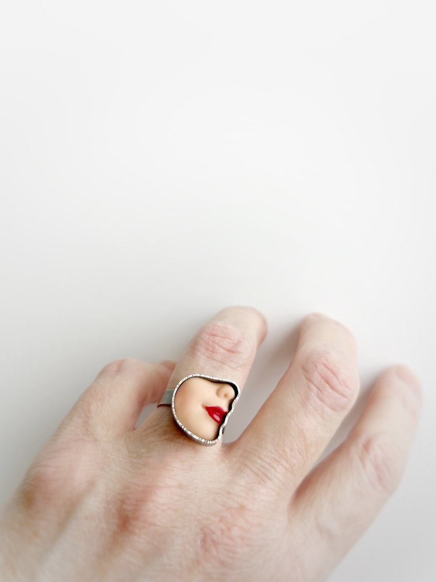 Image of Profile Smile Adjustable Ring - Red