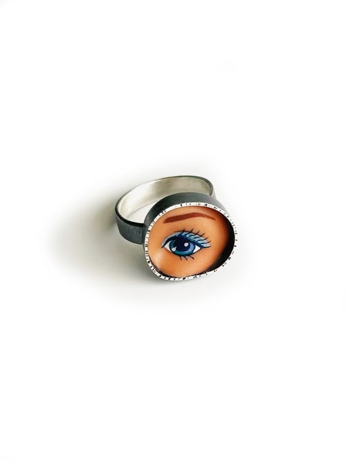 Image of Tiny Eye Adjustable Ring - Blue