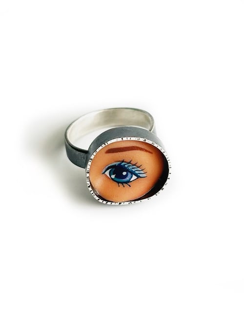 Image of Tiny Eye Adjustable Ring - Blue