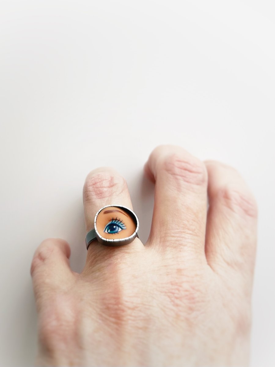 Image of Tiny Eye Adjustable Ring - Blue