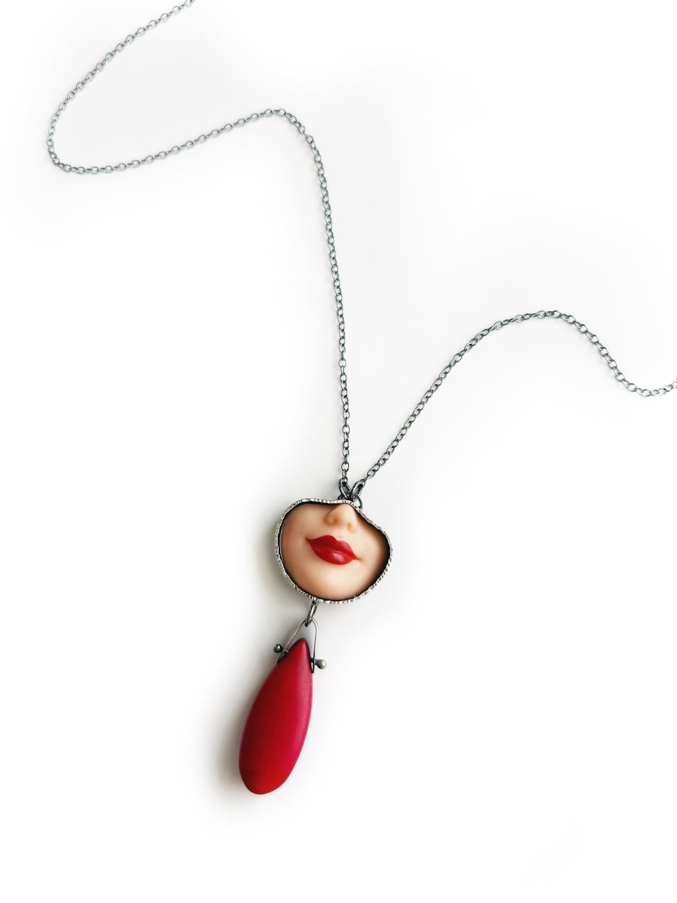 Image of Smile Necklace with Red Howlite Drop