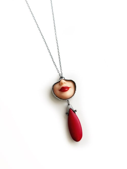 Image of Smile Necklace with Red Howlite Drop