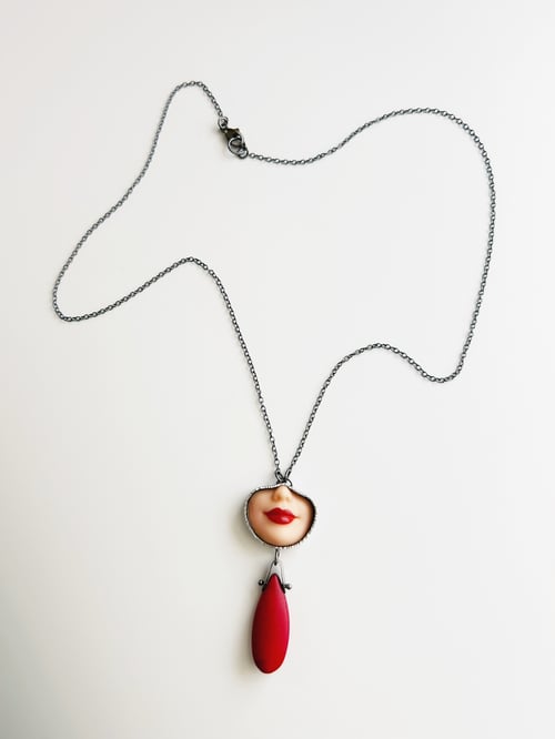 Image of Smile Necklace with Red Howlite Drop
