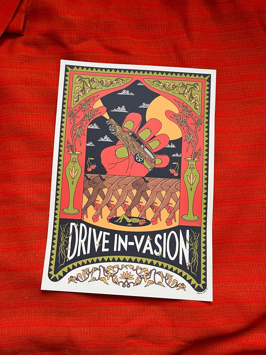 Image of 'DRIVE IN-VASION' A3 PRINT