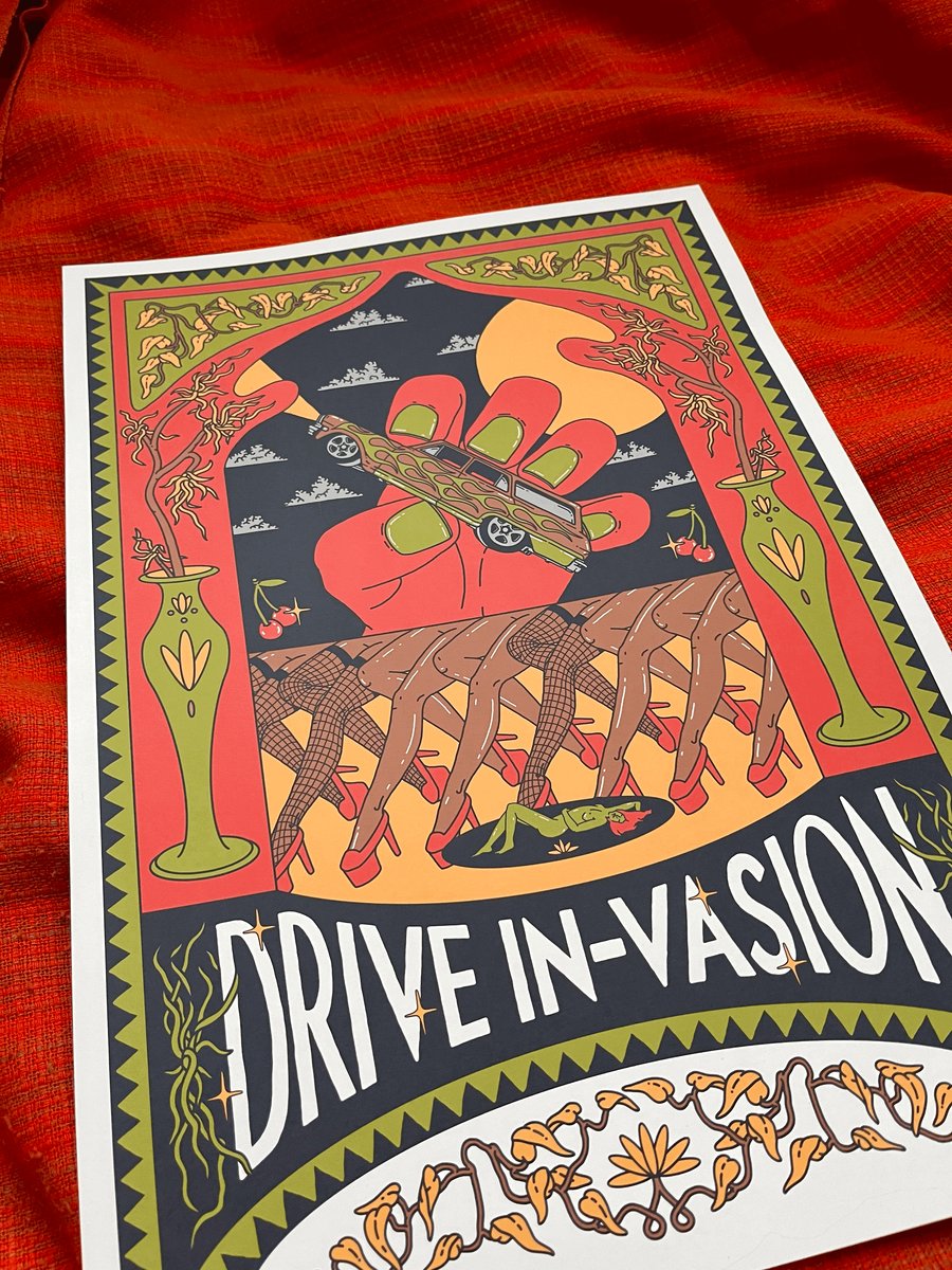 Image of 'DRIVE IN-VASION' A3 PRINT