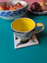 Image 2 of Black bird handpainted tile coaster