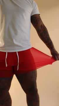 Image 3 of Red transparent shorts