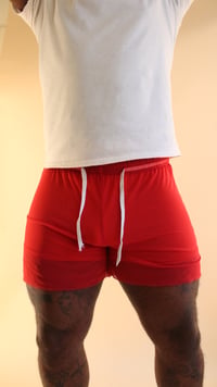 Image 1 of Red transparent shorts