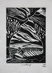 Image 2 of 'Seedlings' Lino Print