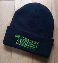 Beanie Hat. Embroidered with Lime Green REZILLOS Logo on black