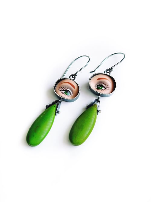 Image of Eye Earrings with Howlite Drops