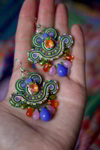 Image 3 of  Mini Earrings - 70s wallpaper orange edition - Fermoirs Argent 925 