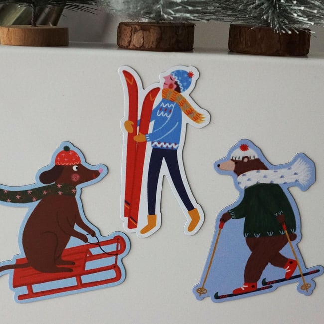 Collection de Noël 2025 : Magnets Ours, Skieur, et chien - individuel ou en lot