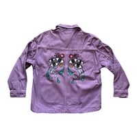 Image 1 of Veste en jean mauve - Fleurs