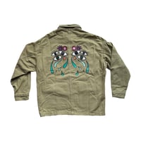 Image 1 of Veste en jean kaki - Fleurs