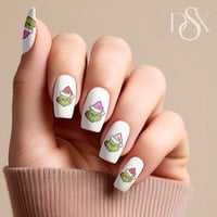 Image 1 of BLUSHING GRINCH CHRISTMAS NAIL DECALS 
