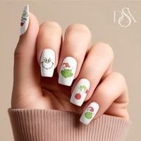 Image 1 of RESTING GRINCH FACE CHRISTMAS NAIL DECALS 
