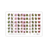 Image 2 of PINK BUBBLE GUM GRINCH CHRISTMAS NAIL DECALS 