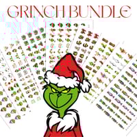 Image 1 of 9 SHEET HOLIDAY GRINCH NAIL DECAL BUNDLE 