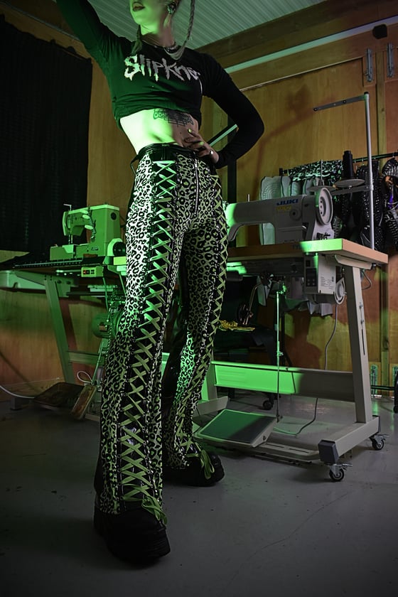 Image of XTREME GREEN LEOPARD AND PVC PANTS