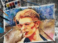 Image 2 of David Bowie Watercolor Painting (Original or Print)