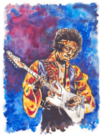 Image 1 of Jimi Hendrix Watercolor Painting (Original or Print)