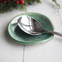 Image 5 of Spoon Rest, Shimmering Green Glaze, Dish for Your Coffee Station, Made in USA