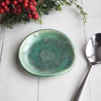 Image 1 of Spoon Rest, Shimmering Green Glaze, Dish for Your Coffee Station, Made in USA