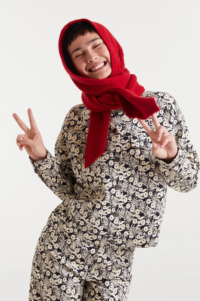 Image of Gorro beanie punto fino rojo