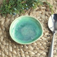 Image 4 of Spoon Rest, Shimmering Green Glaze, Dish for Your Coffee Station, Made in USA