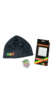Image 3 of WAVEYWRLD RASTA SKULL CAP