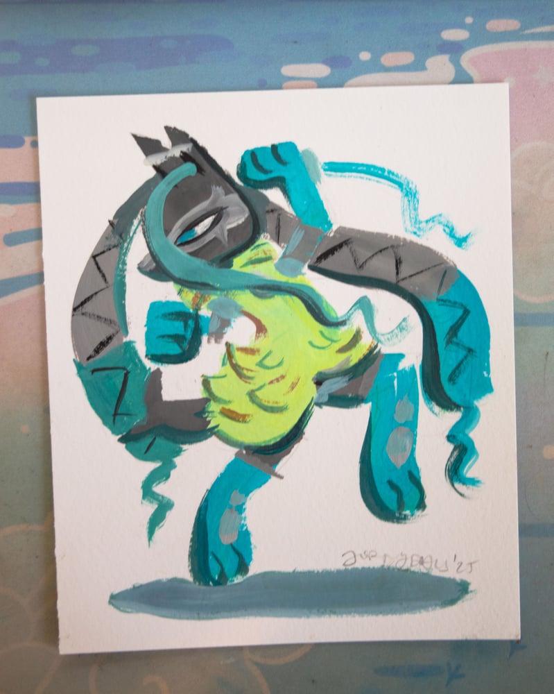 Image of Mega Lucario Z - Original Gouache Painting