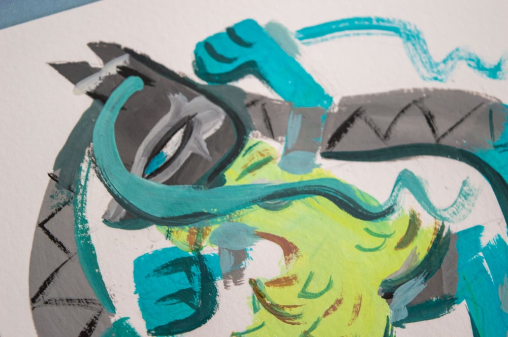 Image of Mega Lucario Z - Original Gouache Painting