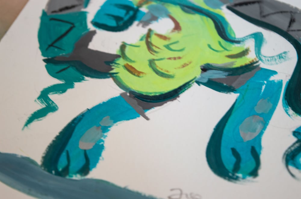 Image of Mega Lucario Z - Original Gouache Painting