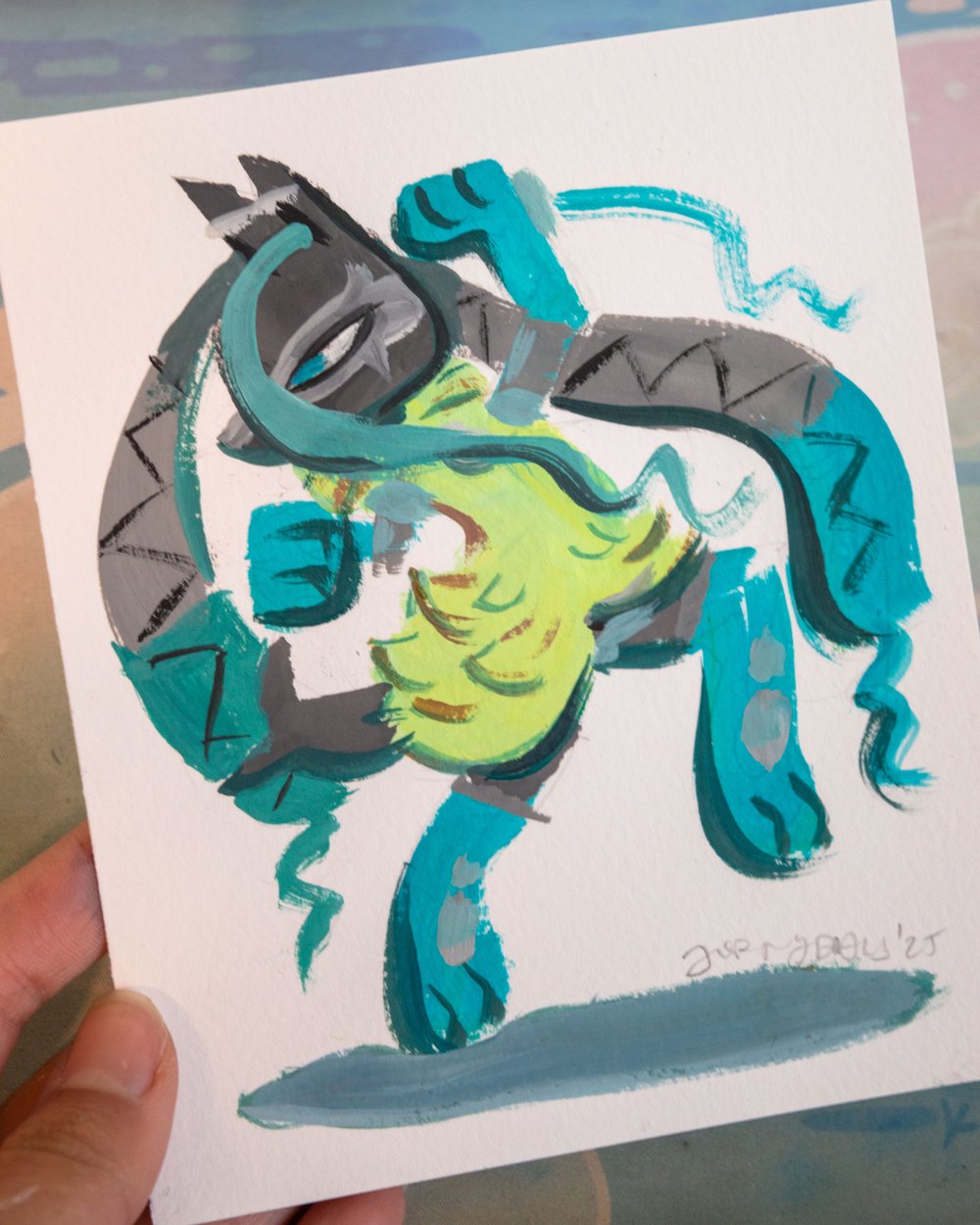 Image of Mega Lucario Z - Original Gouache Painting